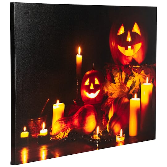 Halloween Harvest Jack-o-Lanterns LED Canvas Wall Art